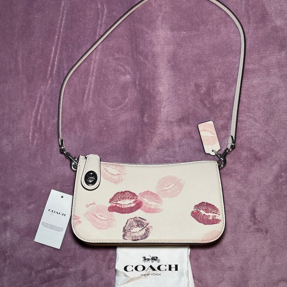 Coach Penn Shoulder Lip Print Bag